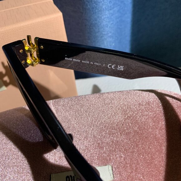 Miu Miu Black Oval Sunglasses with Case - Picture 9 of 10